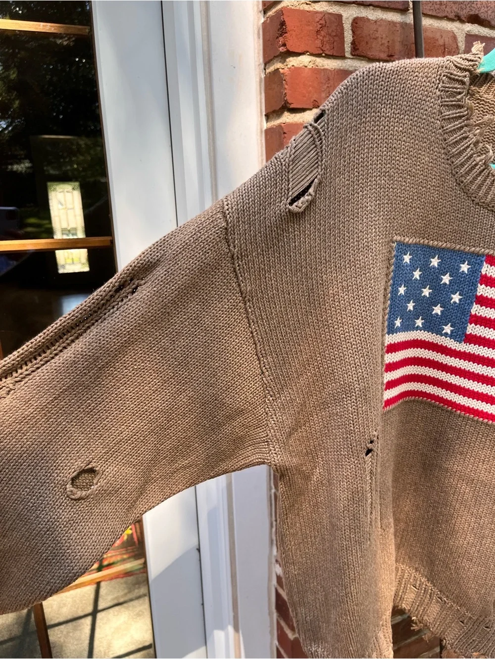 Denimist Distressed American Flag Sweater